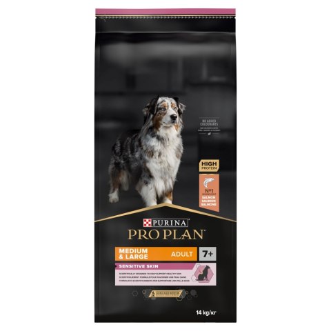 Purina Pro Plan Medium & Large 7+ Sensitive Optiderma Łosoś I Ryż 14kg Purina Pro Plan