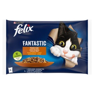 Felix Wiejskie Smaki W Galaretce Z Królikiem I Jagnięciną 4x85g Felix