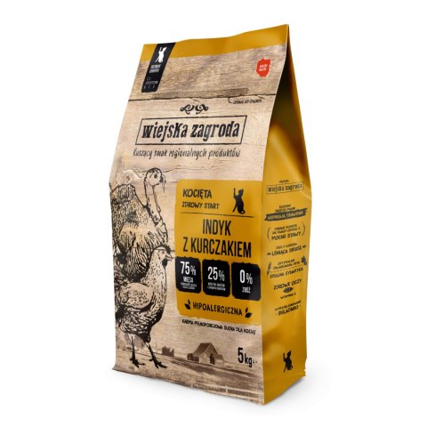 Wiejska Zagroda Sucha karma dla kociąt - Indyk z kurczakiem, 5 kg Wiejska Zagroda