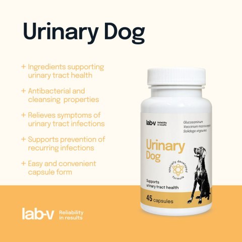 Lab-v Urinary Dog Wsparcie Przy Zakażeniu Dróg Moczowych U Psów 45 Kapsułek LAB-V