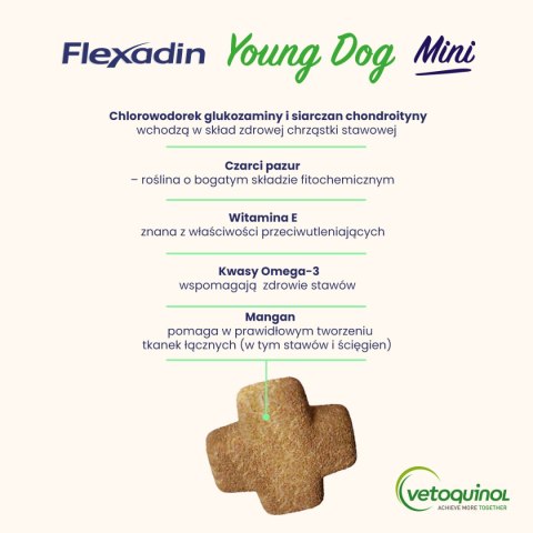 VETOQUINOL Flexadin Young Dog Mini 60 kąsków Vetoquinol