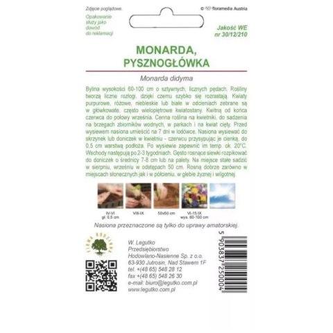Nasiona monardy (pysznogłówki dwoistej) - mieszanka, 0,10 g W.Legutko