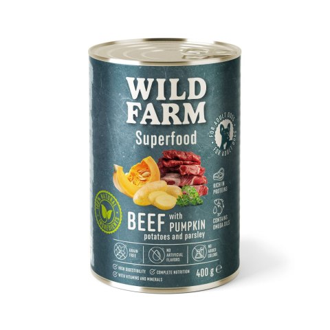 WILD FARM Superfood Beef 400g - Bezzbożowa Karma Dla Psa z Wołowiną Wild Farm
