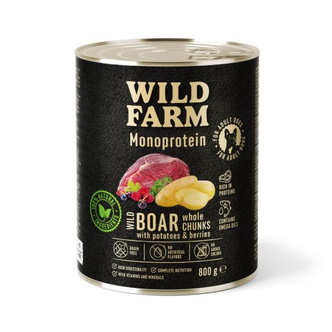 Wild Farm Monoprotein Karma Mokra Dla Psów Dziczyzna Hipoalergiczna 800g Wild Farm