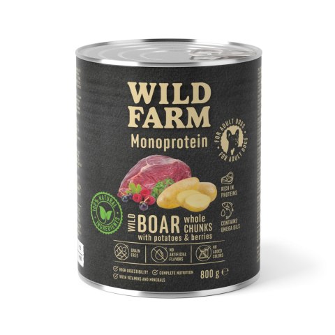 Wild Farm Monoprotein Karma Mokra Dla Psów Dziczyzna Hipoalergiczna 800g Wild Farm