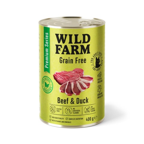Wild Farm Premium Mokra Karma Dla Dorosłych Kotów Wołowina I Kaczka 400g Wild Farm