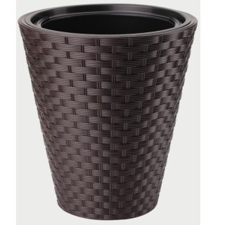 Donica Rattana okrągła 40 - ciemny brąz FORM-PLASTIC