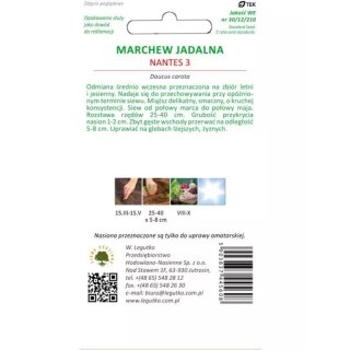 Marchew jadalna 'Nantes 3' (Nantejska) - odmiana średnio wczesna W.Legutko