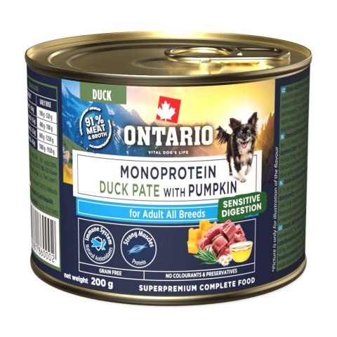 ONTARIO Adult Monoproteinowe Pâté z kaczki z dynią 200 g (214-860002)