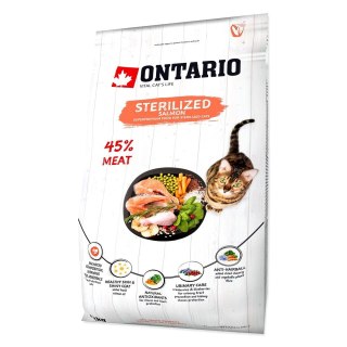 ONTARIO Cat Sterilised Salmon 2kg / Pokarm dla kotów sterylizowanych łosoś (213-10775)