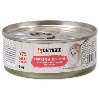 ONTARIO Junior Chicken Pieces+Shrimp 95g / Kawałki kurczaka i krewetki puszka 95g dla młodych kotów (213-2001)