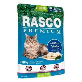 RASCO Premium dorsz ze spirulina fileciki w sosie 85g saszetka dla sterylizowanego kota (1703-13392)