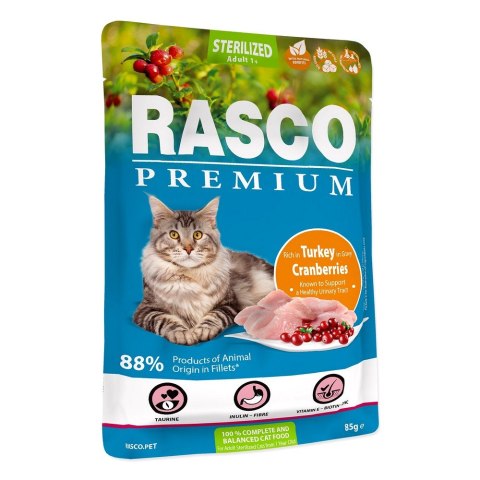 RASCO Premium indyk z zurawina fileciki w sosie 85g saszetka dla sterylizowanego kota (1703-13332)
