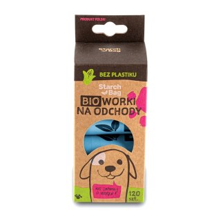 STARCHBAG Kompostowalne BIOworki na odchody 8 rolek x 15szt, kol. błękit (961830)