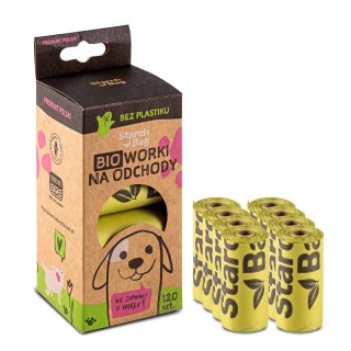 STARCHBAG Kompostowalne BIOworki na odchody 8 rolek x 15szt, kol. zielony (961811)
