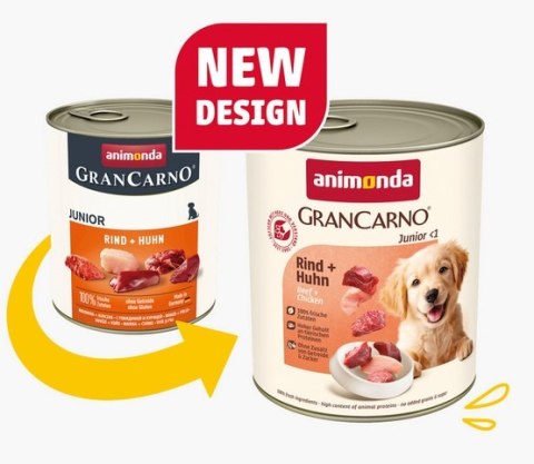 Animonda GranCarno Original Junior Rind Huhn Wołowina + Kurczak puszka 800g