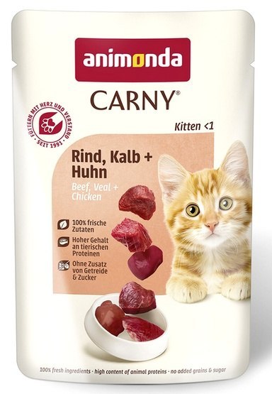 Animonda Carny Kitten Wołowina, Cielęcina + Kurczak saszetka 85g
