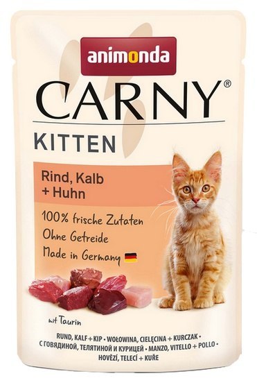 Animonda Carny Kitten Wołowina, Cielęcina + Kurczak saszetka 85g