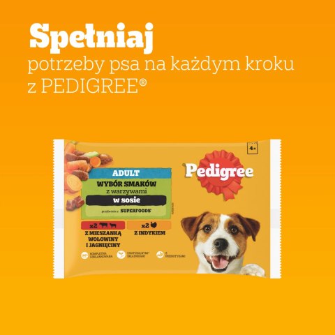Pedigree Mokra Karma Dla Dorosłych Psów W Sosie (Z Wołowiną I Jagnięciną, Z Indykiem I Marchewką) 4x100g Pedigree