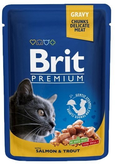 Brit Premium Cat Adult Łosoś + Pstrąg saszetka 100g