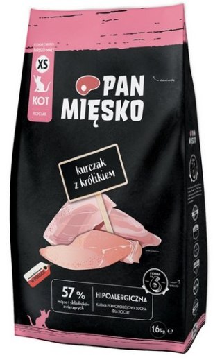 Pan Mięsko Karma sucha dla kociąt - kurczak i królik chrupki XS 1,6kg