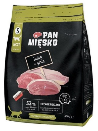 Pan Mięsko Karma sucha dla kota - indyk i gęś chrupki S 400g