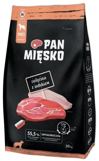 Pan Mięsko Karma sucha dla psa - cielęcina i indyk chrupki M 3kg