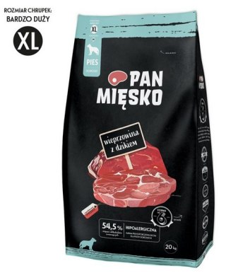 Pan Mięsko Karma sucha dla psa - wieprzowina i dzik chrupki XL 20kg