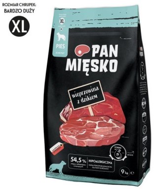 Pan Mięsko Karma sucha dla psa - wieprzowina i dzik chrupki XL 9kg