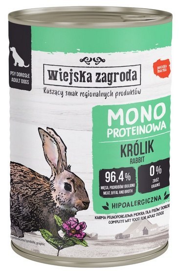 Wiejska Zagroda Monoproteinowa Królik puszka 400g