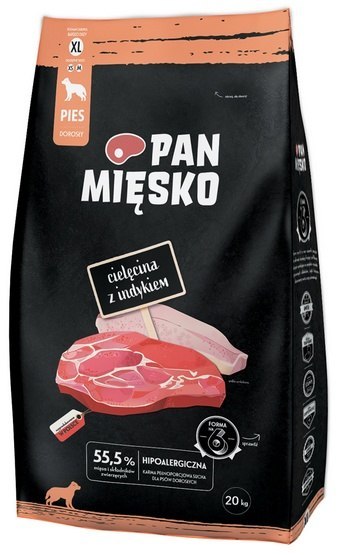 Pan Mięsko Karma sucha dla psa - cielęcina i indyk chrupki XL 20kg