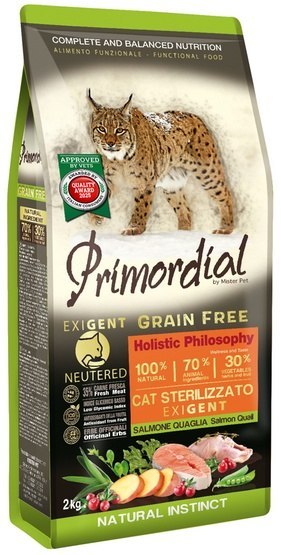 Primordial Cat Grain Free Neutered Exigent Salmon & Quail - łosoś & przepiórka 2kg
