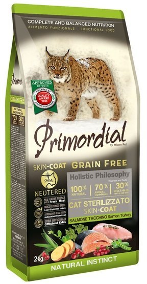 Primordial Cat Grain Free Neutered Skin Coat Salmon & Turkey - łosoś & indyk 2kg