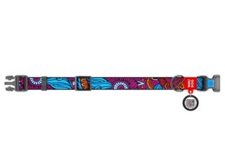 Collar WauDog Nylon Obroża nylonowa z QR-paszportem, plastikowy fastex, wzór LATO, 15mm/25-35cm