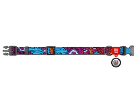 Collar WauDog Nylon Obroża nylonowa z QR-paszportem, plastikowy fastex, wzór LATO, 20mm/28-40cm