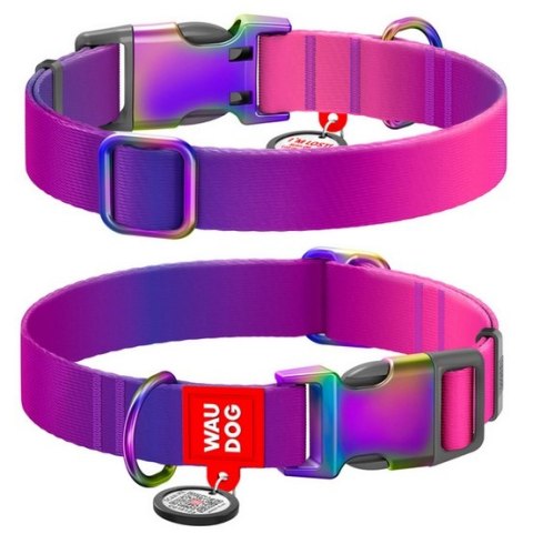 Collar WauDog Recycled Obroża nylonowa z QR-paszportem, gradient M 20mm/28-40cm fioletowy