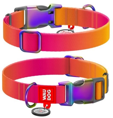 Collar WauDog Recycled Obroża nylonowa z QR-paszportem, gradient S 15mm x 25-35cm pomarańczowy