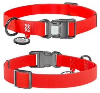 Collar Waterproof Obroża wodoodporna z QR-paszportem, plastikowy fastex, M 20mm/28-40cm czerwona