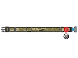 Collar WauDog Nylon Obroża nylonowa z QR-paszportem, plastikowy fastex, wzór MILITARY, L 25mm/33-49cm