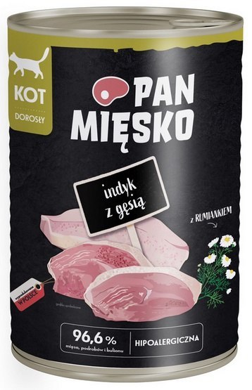 Pan Mięsko Karma mokra dla kota - indyk i gęś puszka 400g