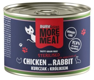 BUBAlicious Kot More Meat Sterilised kurczak i królik puszka 185g