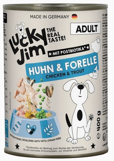 Lucky Jim Classic Adult Kurczak i pstrąg puszka 400g