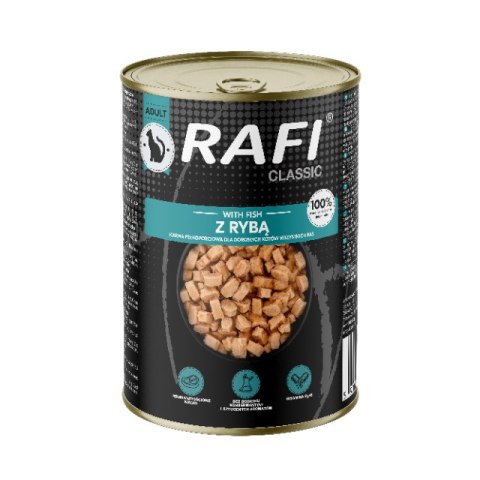 RAFI Cat karma mokra dla dorosłych kotów, kawałki mięsa i ryb, puszka 415 g Dolina Noteci