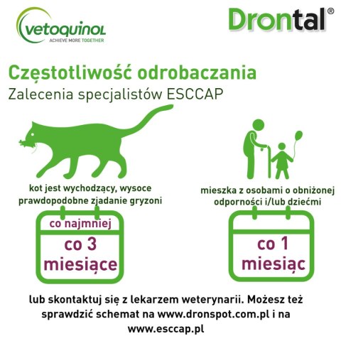 VETOQUINOL Dronspot krople odrobaczające spot-on dla dużych kotów 5-8 kg (2 x 1,12 ml) Bayer