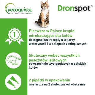 VETOQUINOL Dronspot krople odrobaczające spot-on dla średnich kotów 2,5-5 kg (2 x 0,7 ml) Bayer