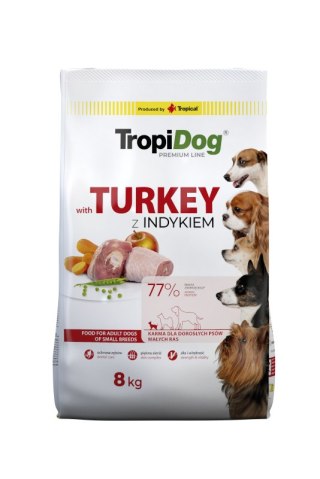 Tropidog Premium Adult Small Breeds Z Indykiem I Ryżem 8kg Tropidog